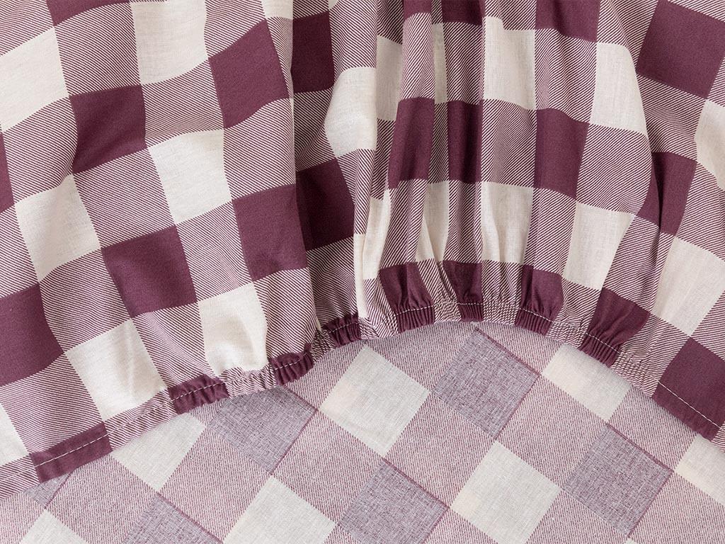 Gingham Bumbac Dublu Cearșaf Cu Elastic 160*200 Cm mov