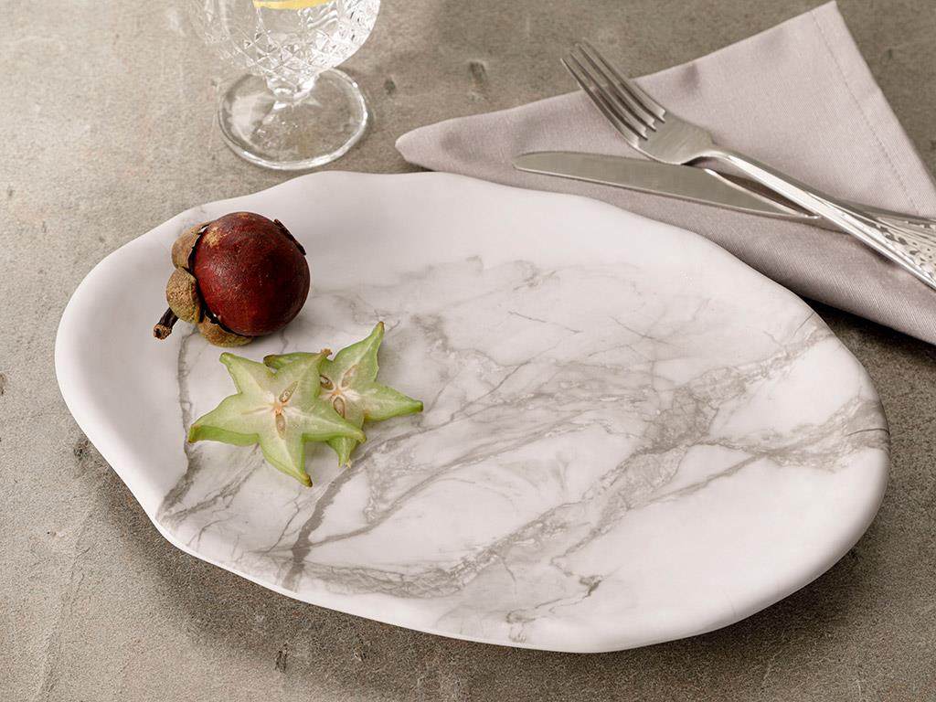 Girdwood Melamine Oval Service Plate White-Gray