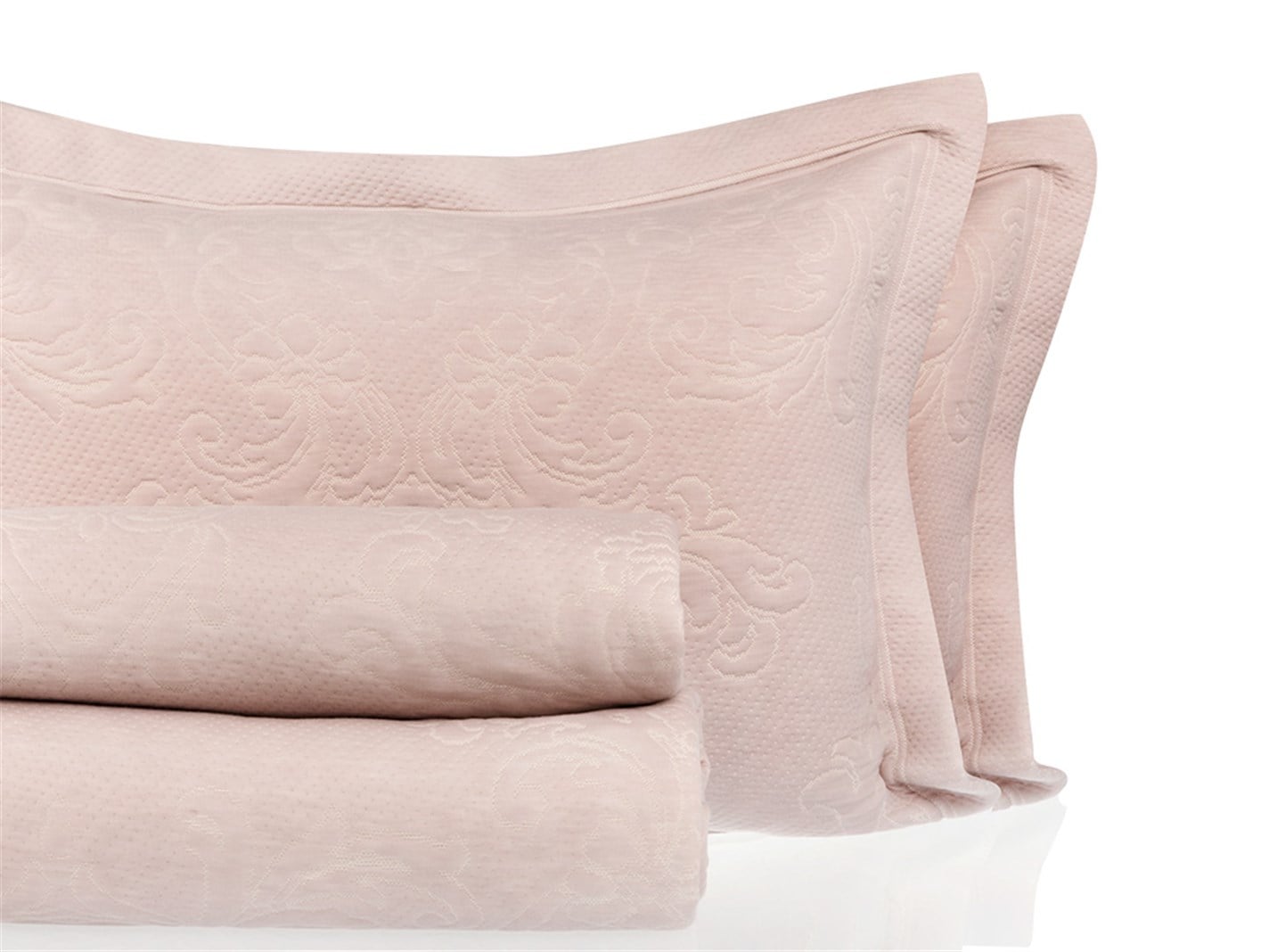 Glam Damask  Persoană dublă 240x260 cm Roz pulbere.