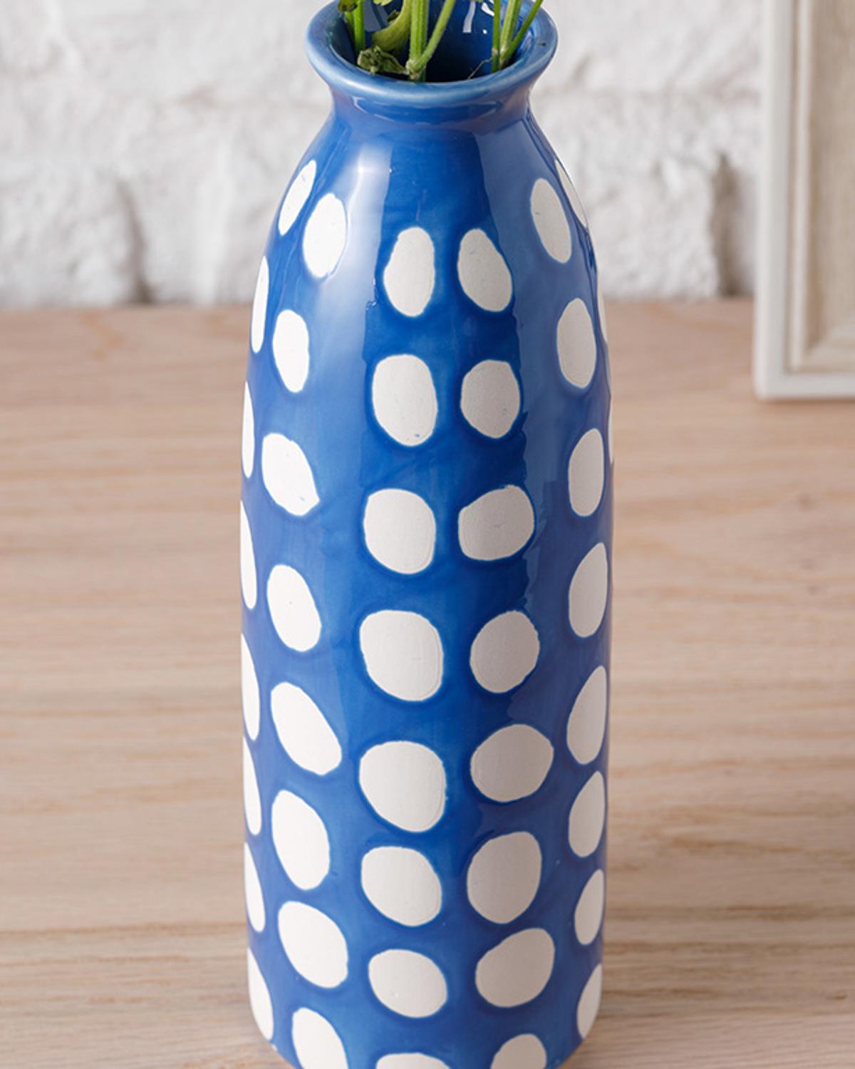 Glam Dots Vase 7.3x7.3x23 cm Dark Blue