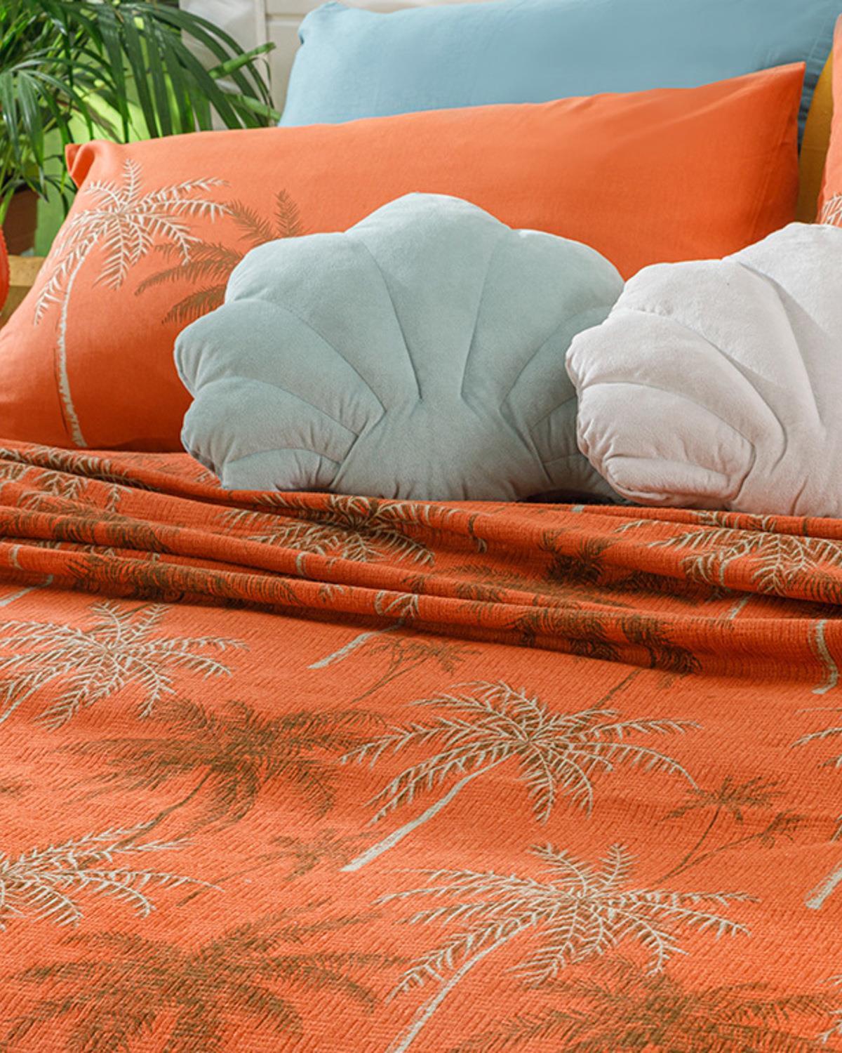 Glitter Palm Imprimat Single Pătură De Vară 150x220 cm Portocaliu Ars