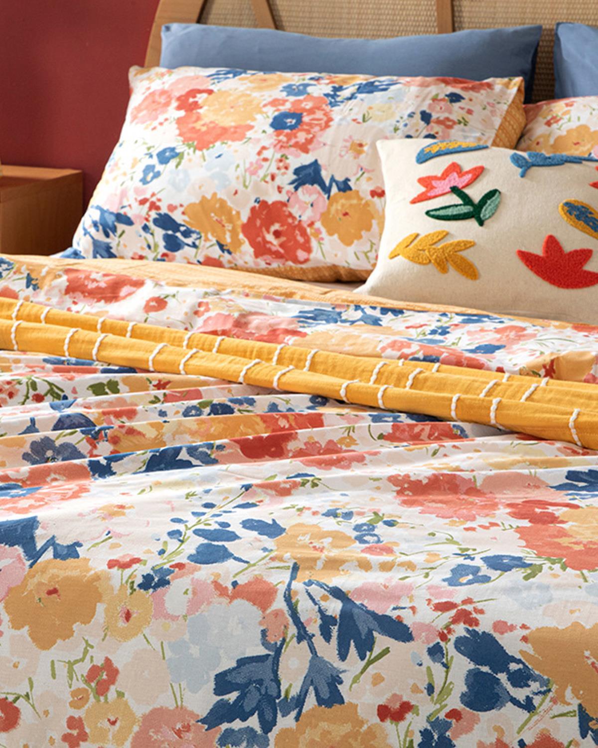 Grădină de primăvară Cu Bumbac Single Set Lenjerie De Pat 160x220 cm Floare De Rodie
