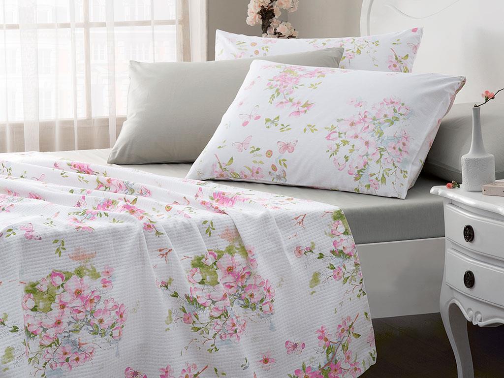 Grădina Sakura  Cu imprimeu Persoană dublă  CUVERTURĂ 200x220 cm Roz