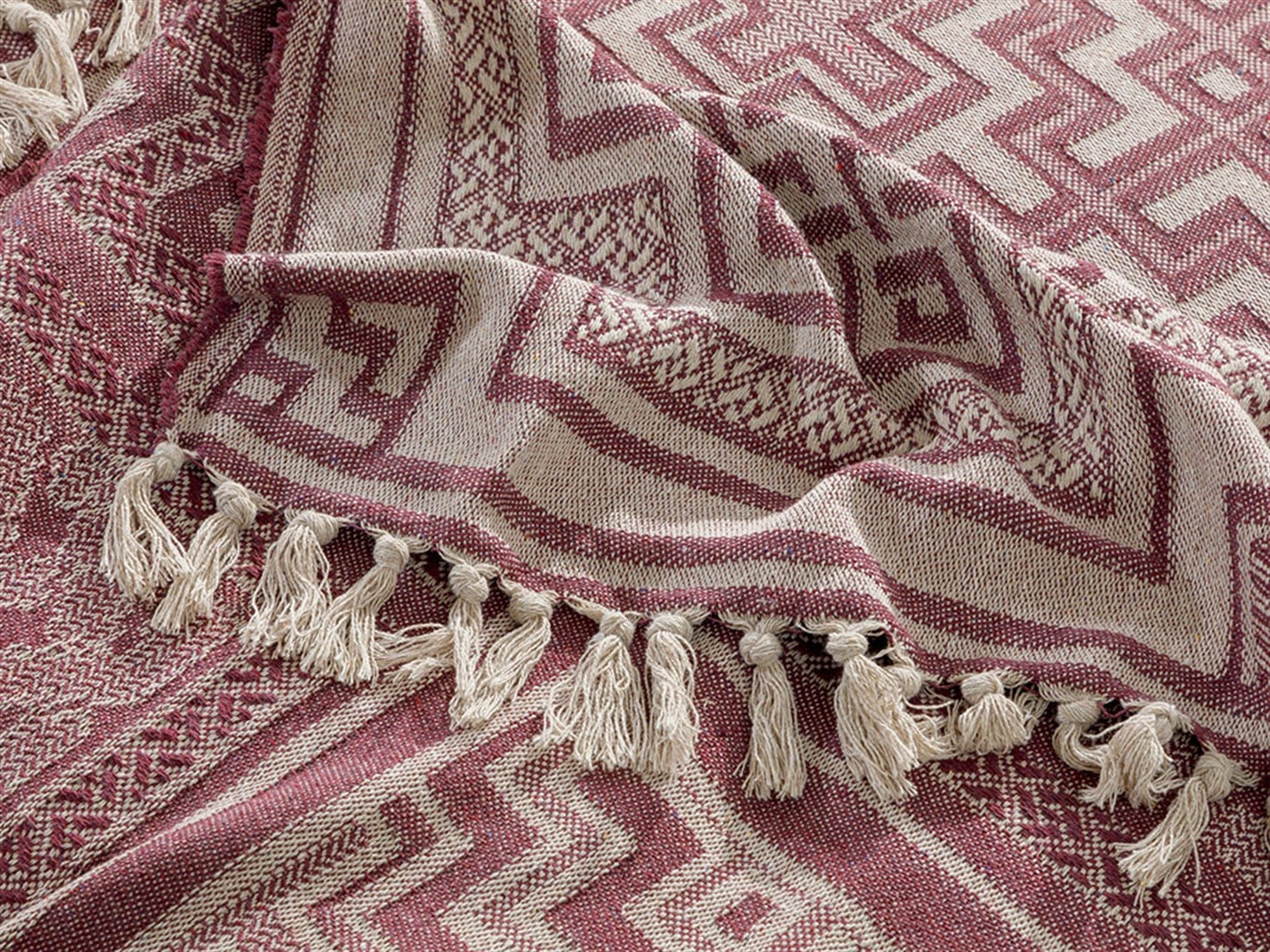 Greek Key Jacquard Pentru o persoana 160x240 cm Damson