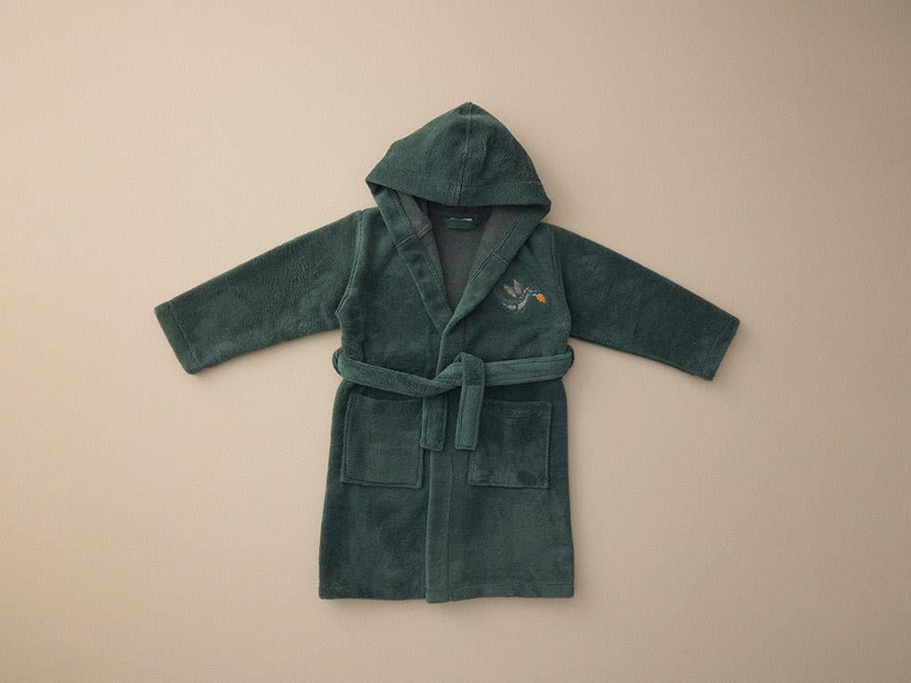 Dinasours Triga Bathrobe For Kids 8-10 YaÅ Koyu Yeşil