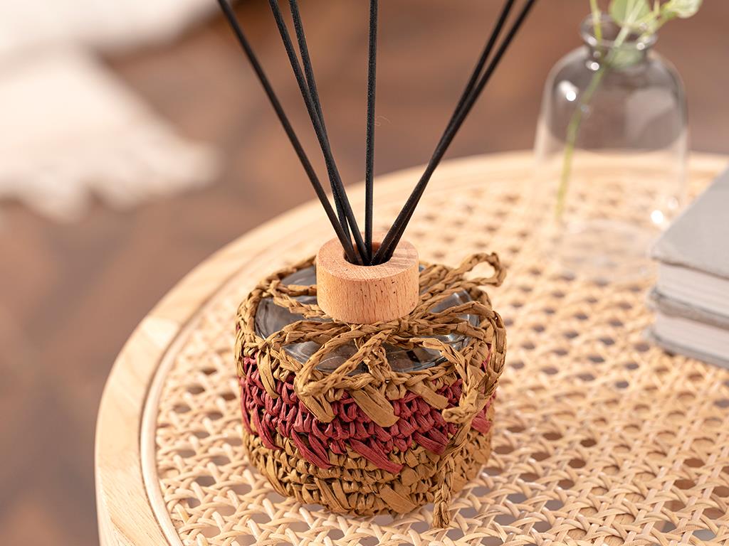 Handmade Sticlă Aromă De Cameră Cu Bețișoare 200 Ml Cremă - Burgundia.