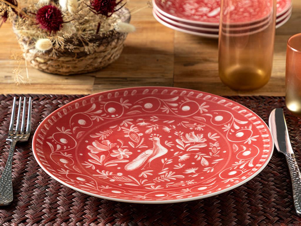 Hermosa Porcelain Service Plate 25 cm Red