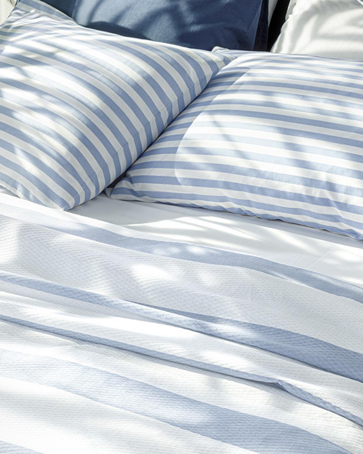 HIP STRIPE Imprimat King Size Set Pătură De Vară 220x240 cm Albastru