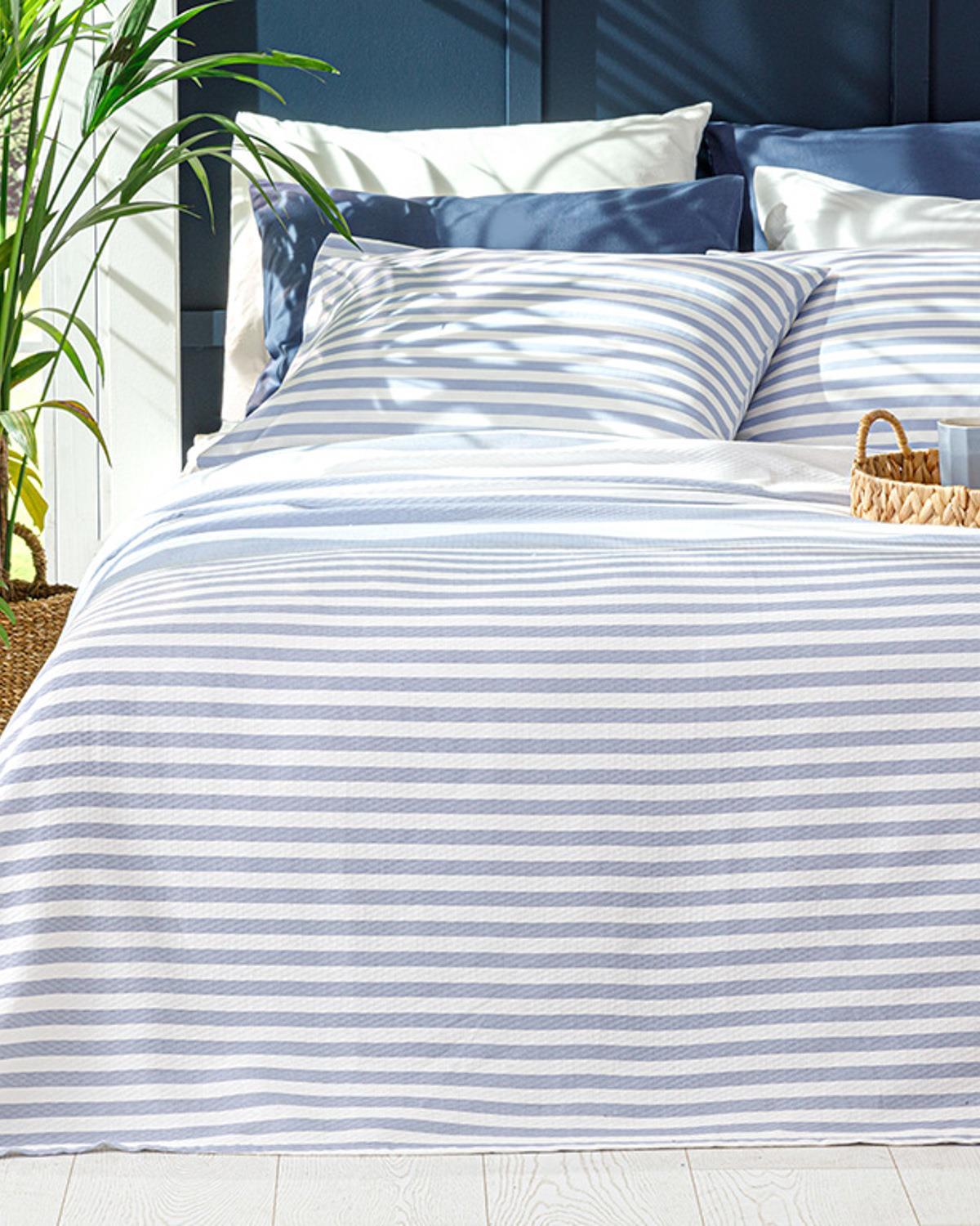 HIP STRIPE Imprimat Single Set Pătură De Vară 150x220 cm Albastru