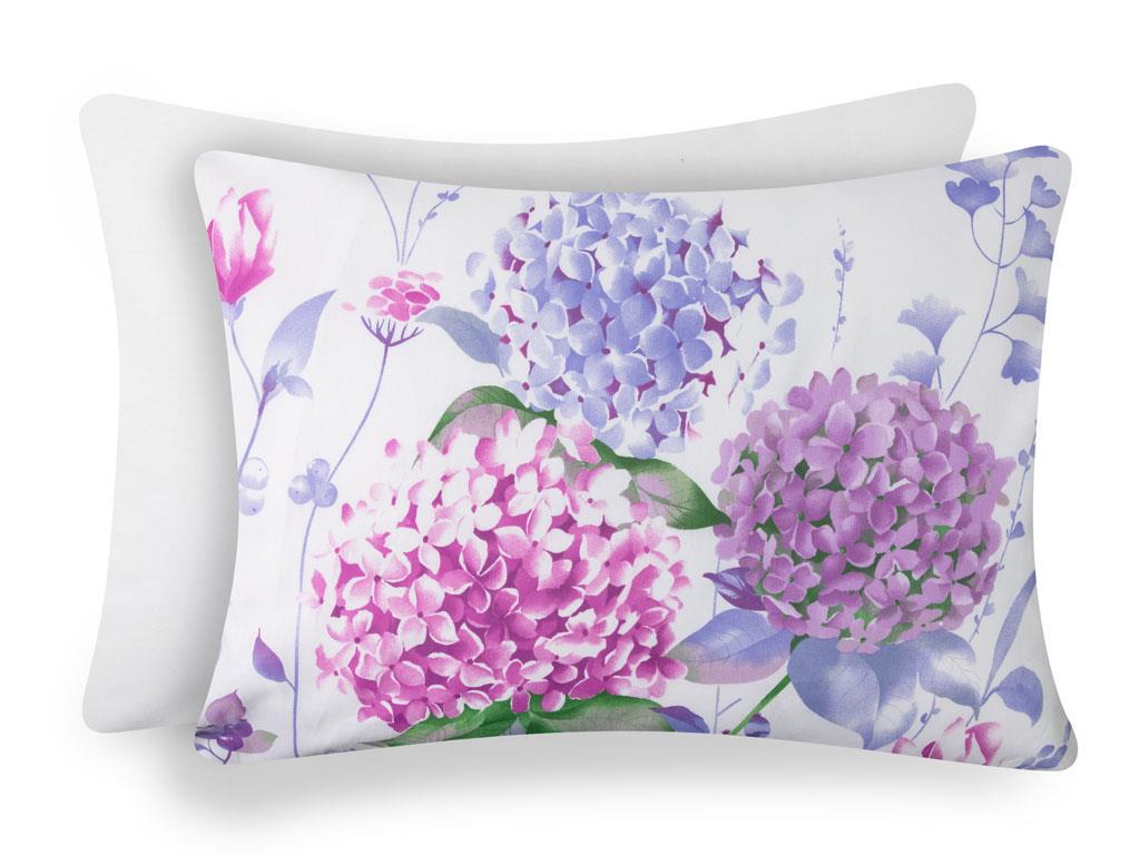 Hortensia sălbatică Cottony  Panou dublu  FAȚĂ DE PERNĂ 50x70 cm Violet.