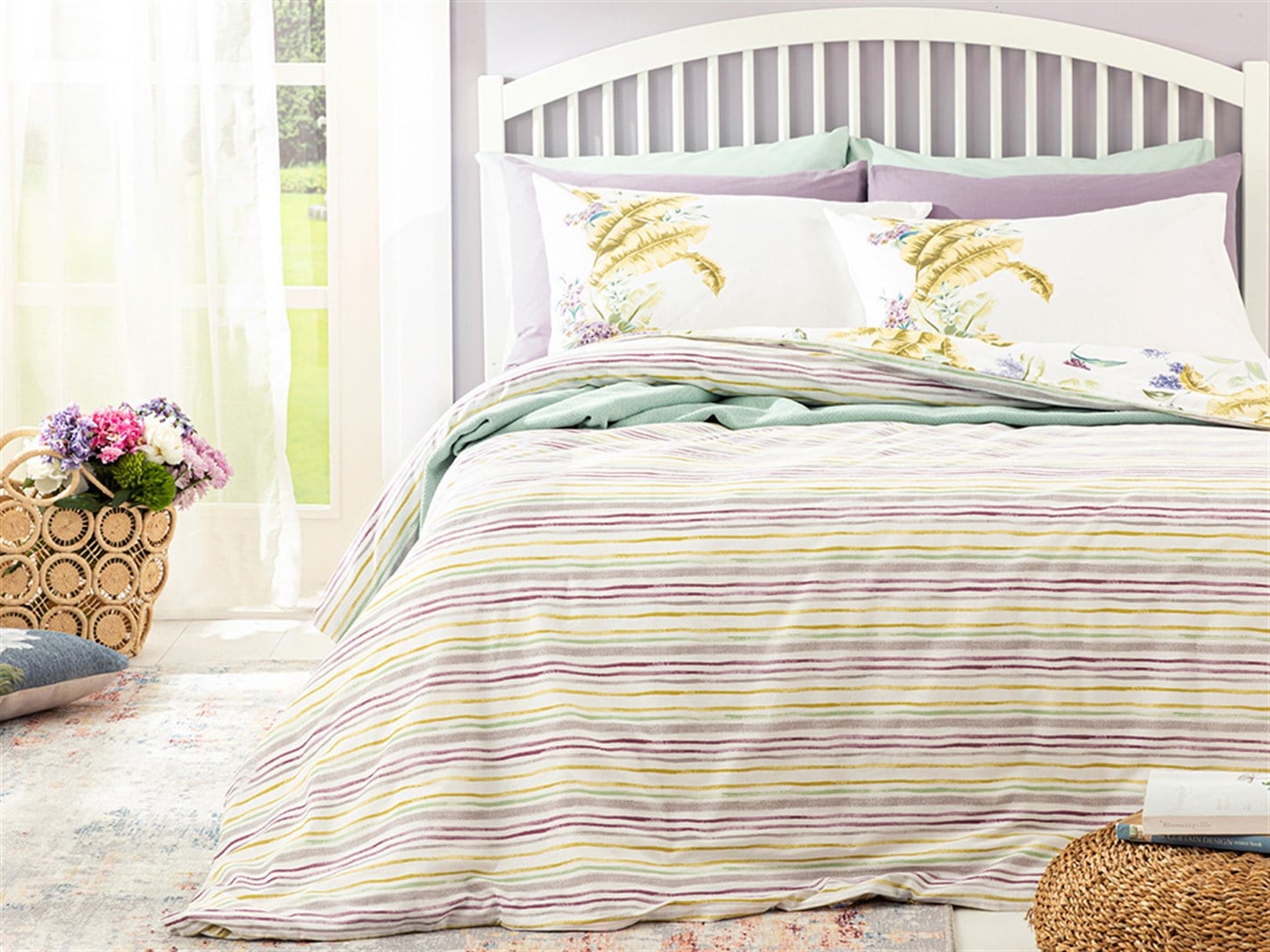 Hyacinth 57 Tel / 144 Numărul de fir Super rege 260x220 cm Liliac