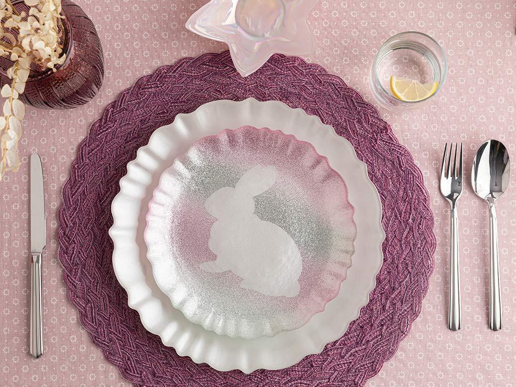iepure Glass Farfurie Tort 21 cm Pink