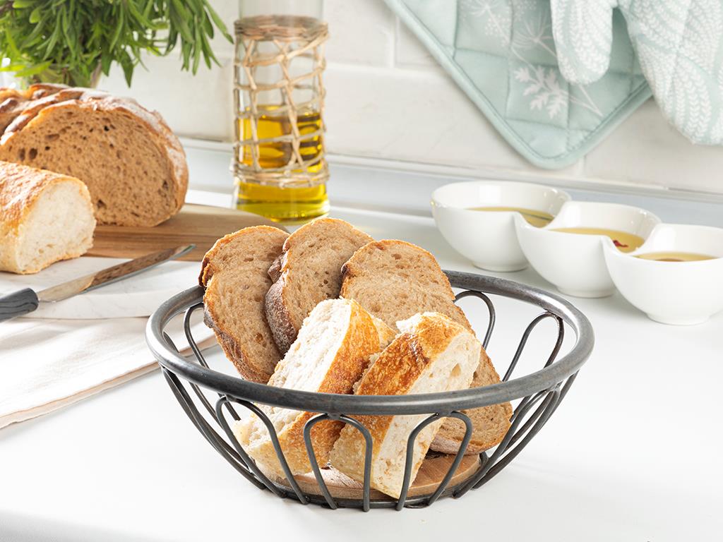 Holly 93% Metal 7% Mdf Bread Basket 20x8 cm Anthracite