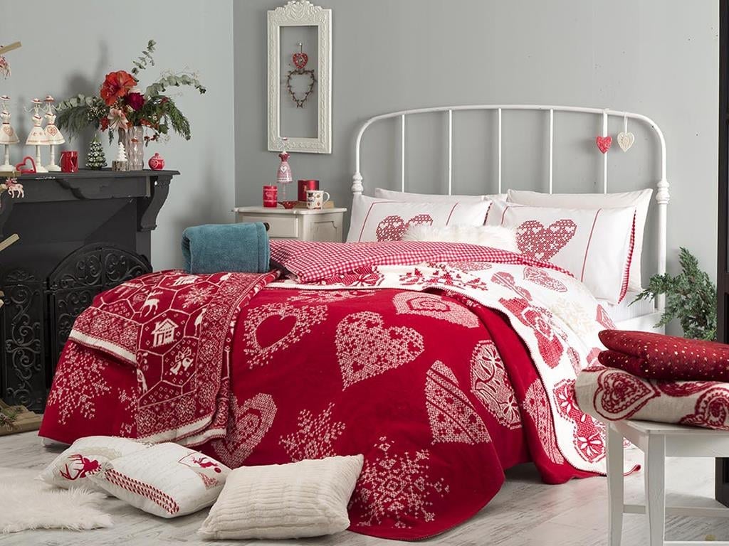Inimi calde Bumbac For One Person  SET LENJERIE DE PAT 160x220 cm Roşu