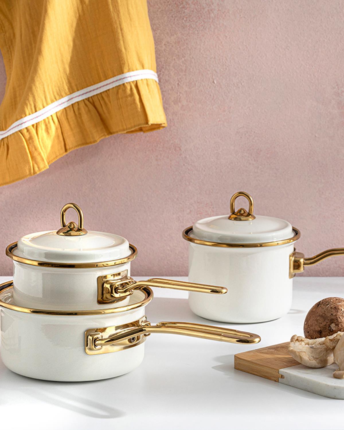 Isidora Enamel 3 Set Saucepan 10-10-14 cm Cream