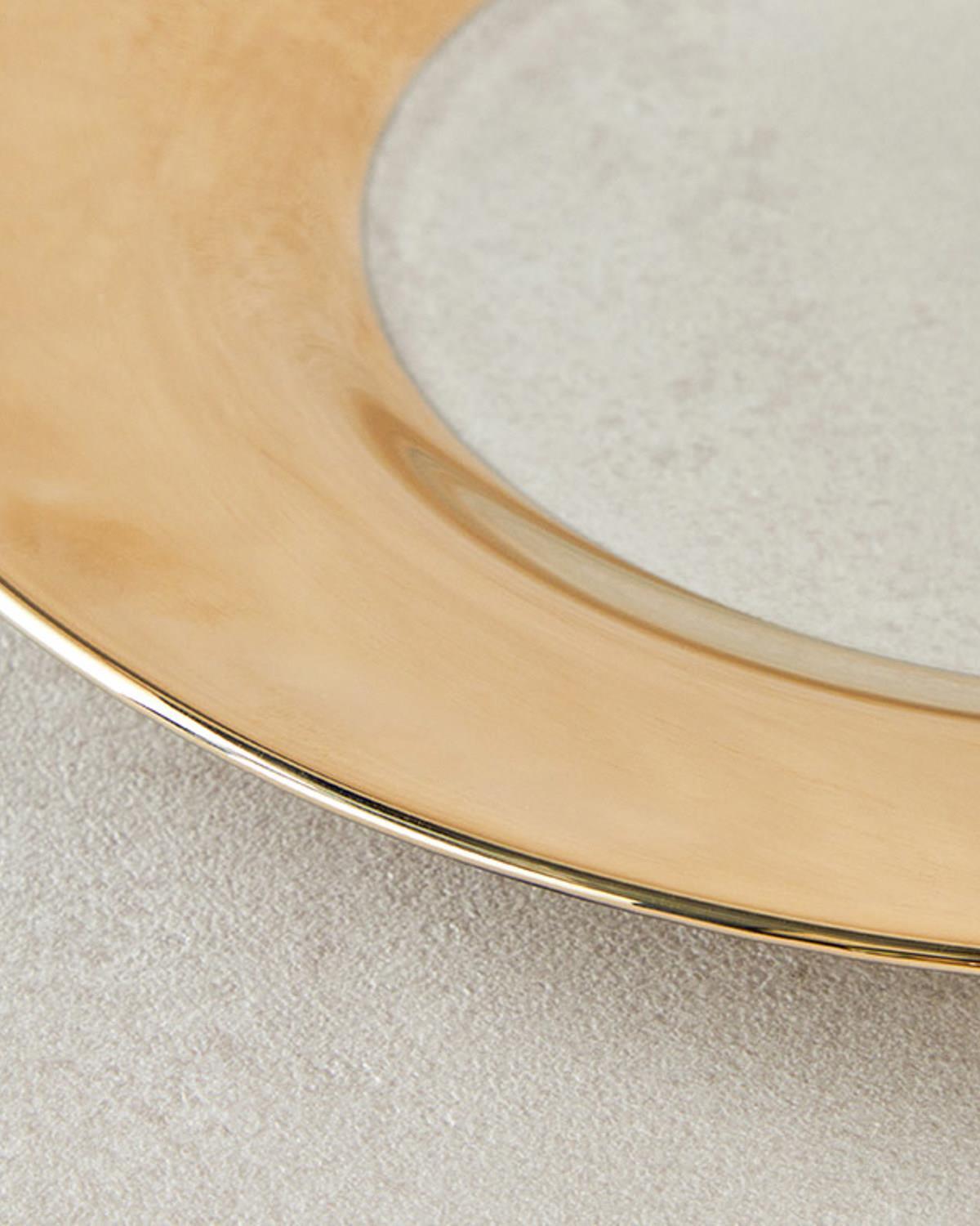 jad Sticlă Platou Servire 26 cm Gold