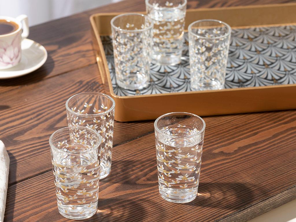 Kokina Glass 6 Set Served with Coffee Water Glass 100 ml Gold