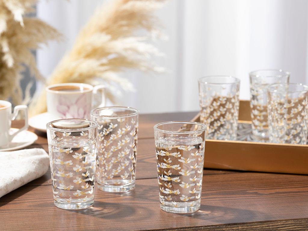 Kokina Glass 6 Set Served with Coffee Water Glass 100 ml Gold