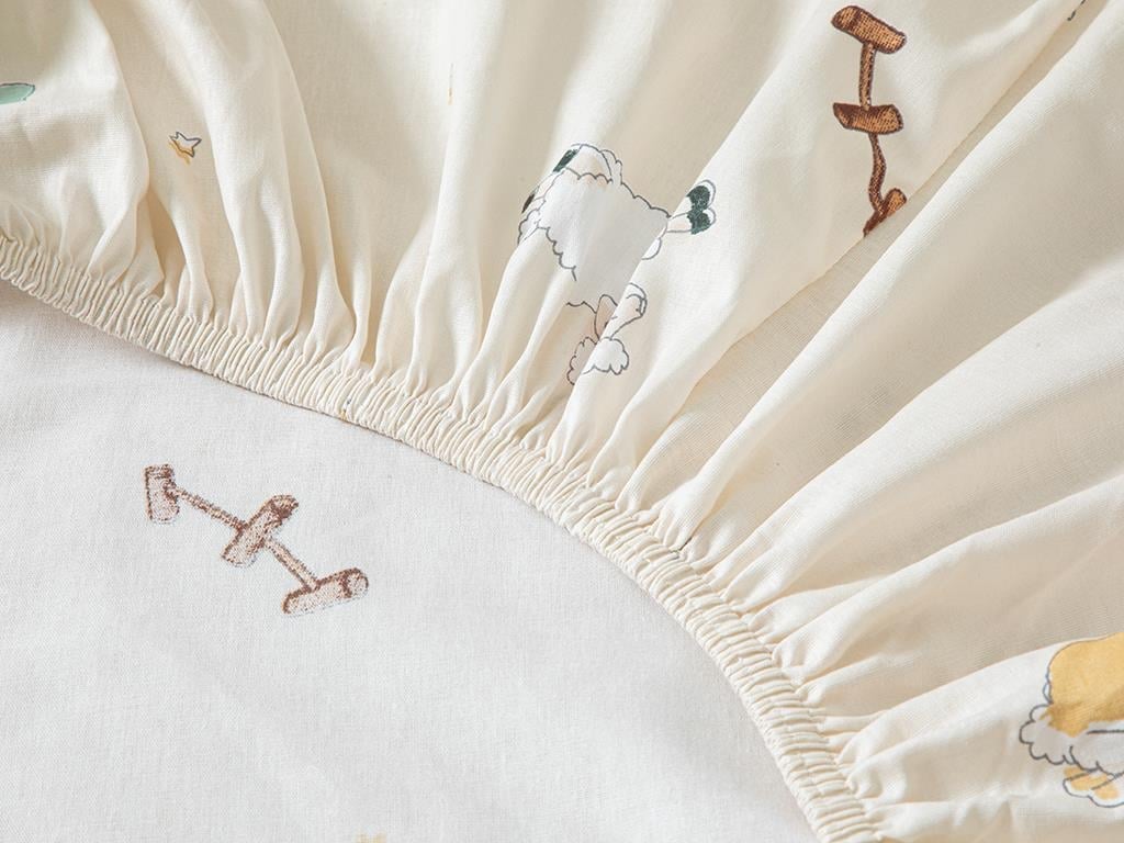 Kuzu Cearșaf Cu Elastic Bebe 70x140 cm Ecru