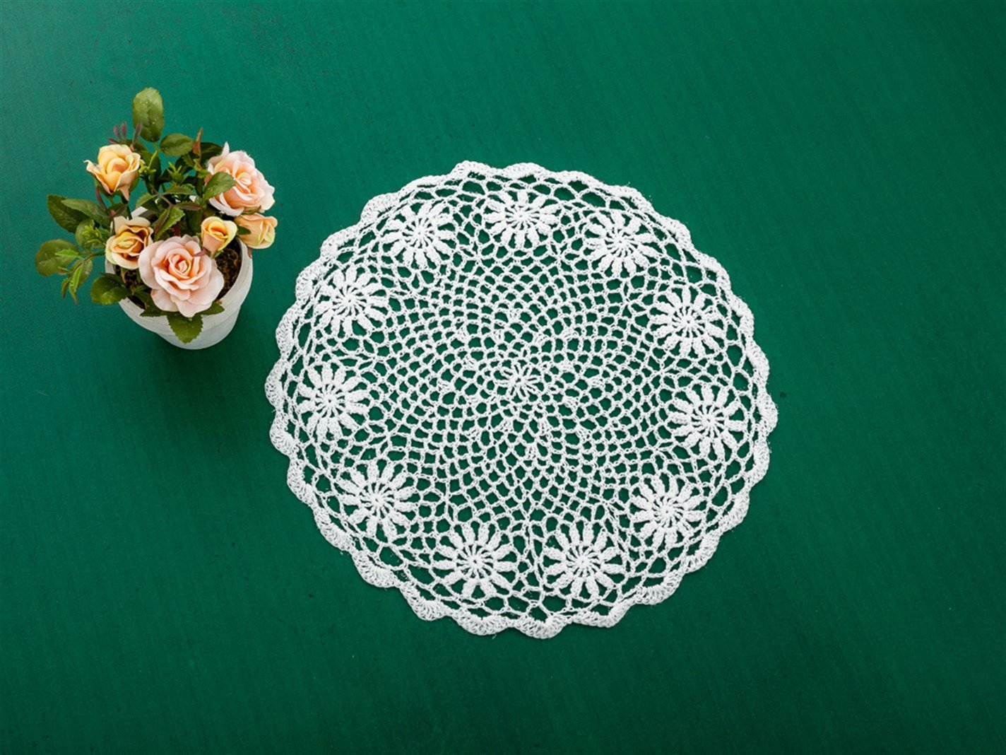 Lady De dantelă Rundă 35 cm Alb