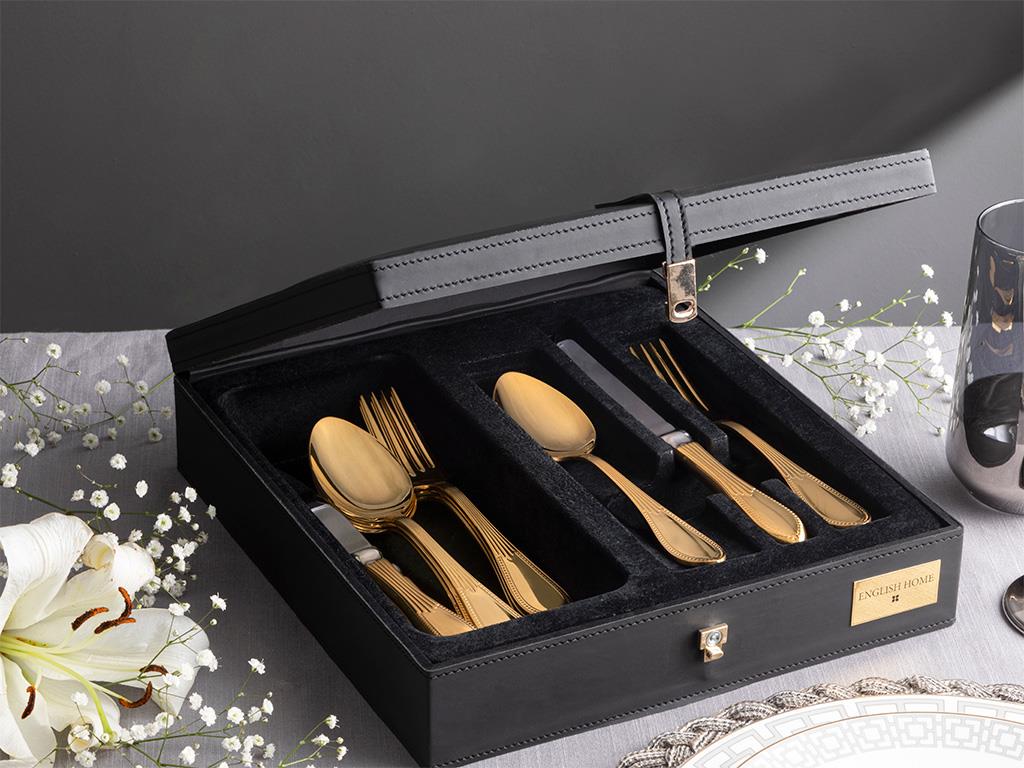 Leora Stainless Steel 18 pcs dinner Cutlery Set Gold