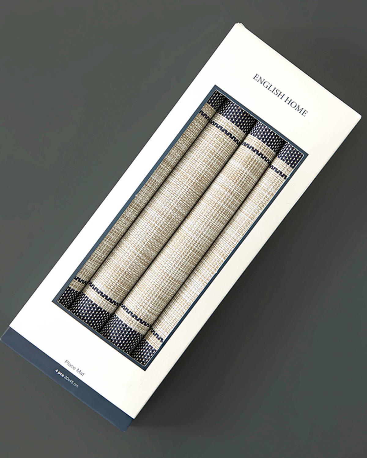 Line Stripe PVC 4 Set Place Mat 30x45 cm Beige