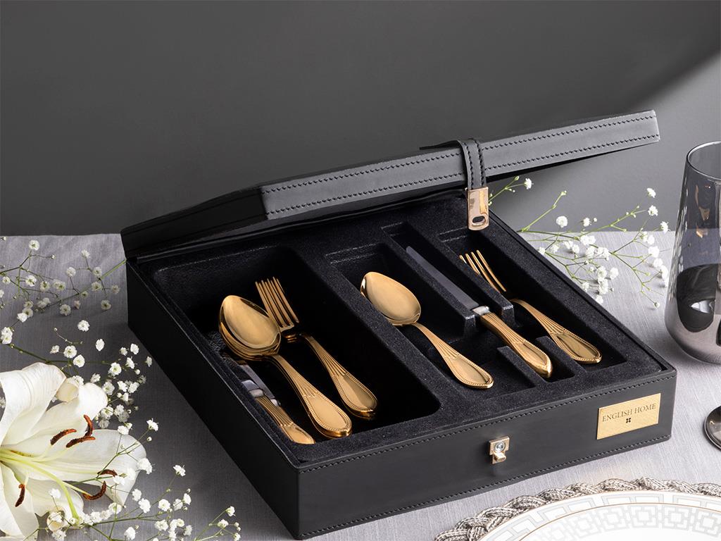 Lora Stainless Steel 18 pcs dessert Cutlery Set Gold
