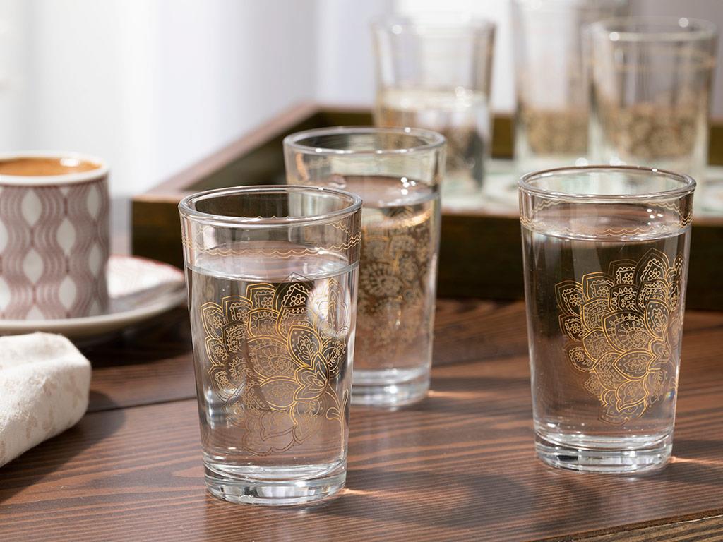 Luba Glass 6 Set Served with Coffee Water Glass 100 ml Gold