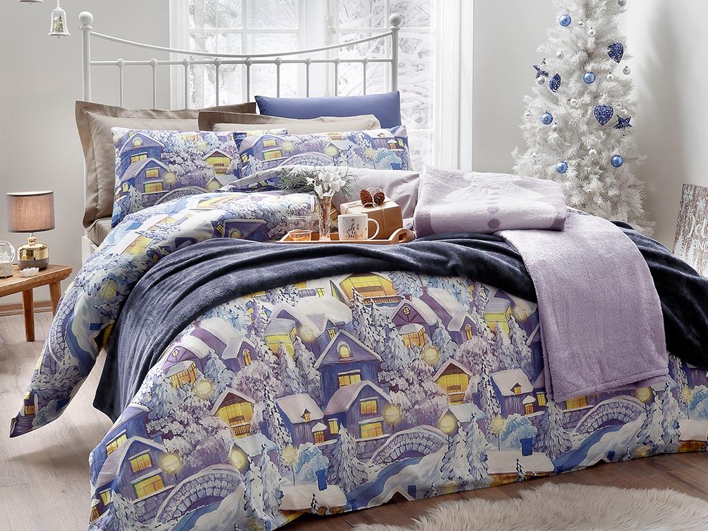 Lumini de iarnă Cottony Double Person  LENJERIE DE PAT 200x220 cm Dark Blue