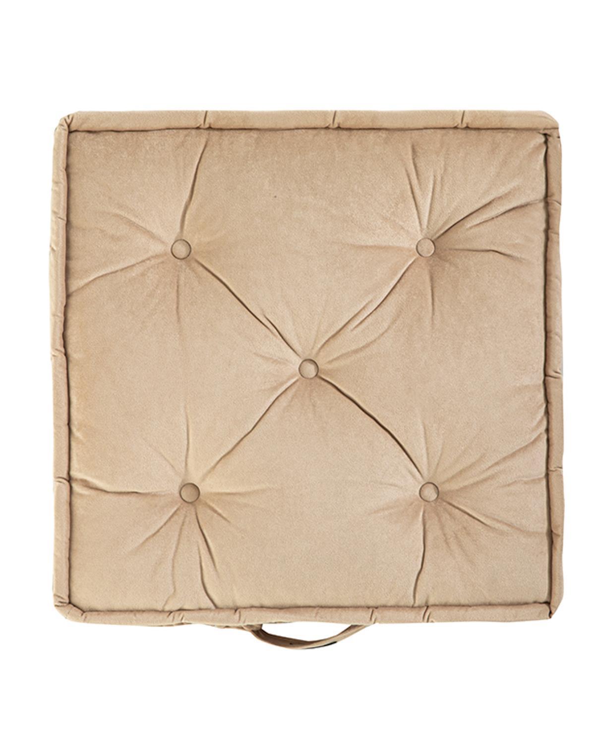 Malta Square Velvet Decorative Pillow 60x60x14 cm Light Brown.