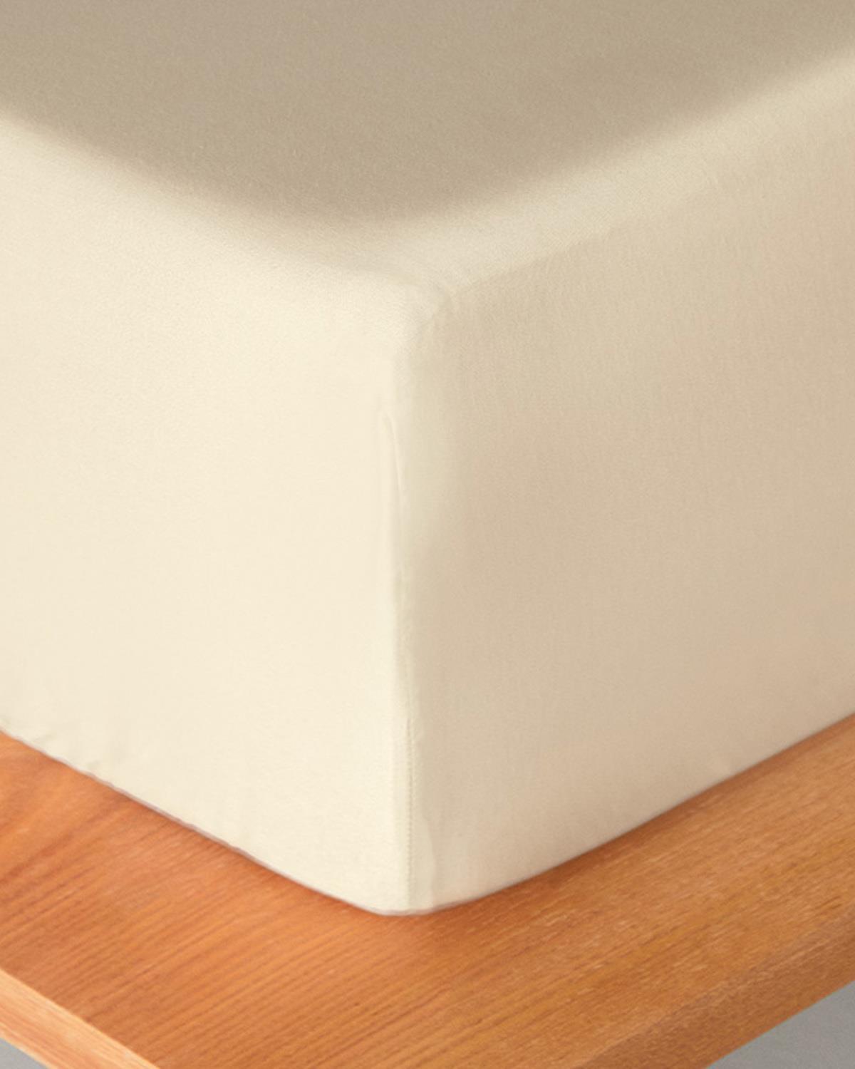 Micell Bumbac Satinat Double Cearșaf Cu Elastic 160x200 cm Fildeș