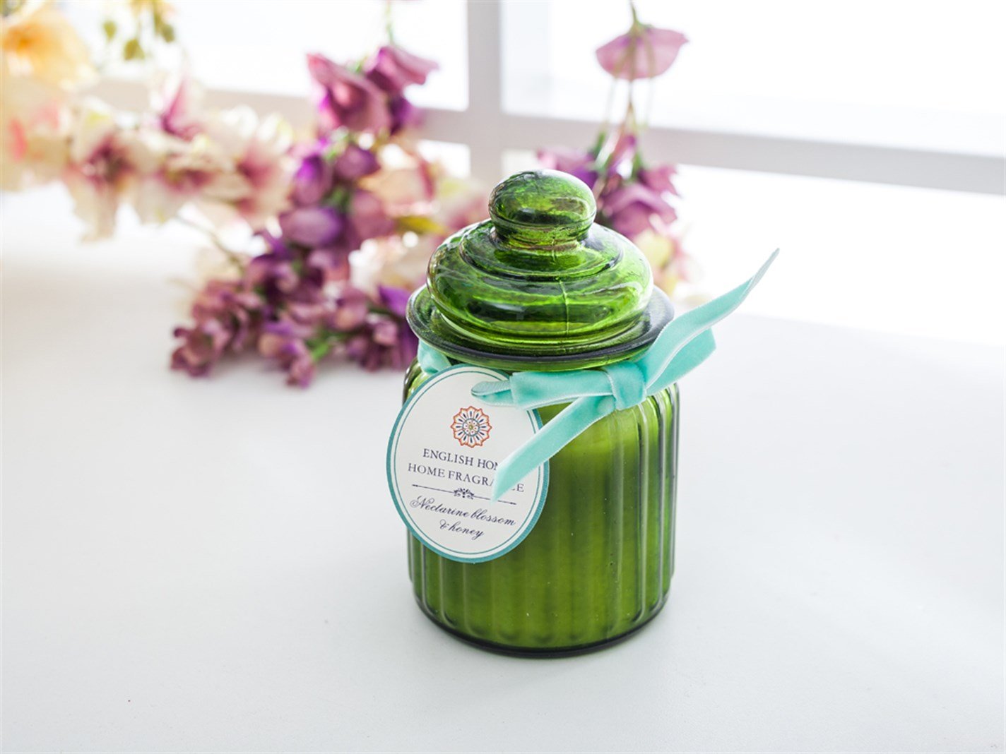 Miere de floare de nectarină # Borcan . Mint-lilac-roz