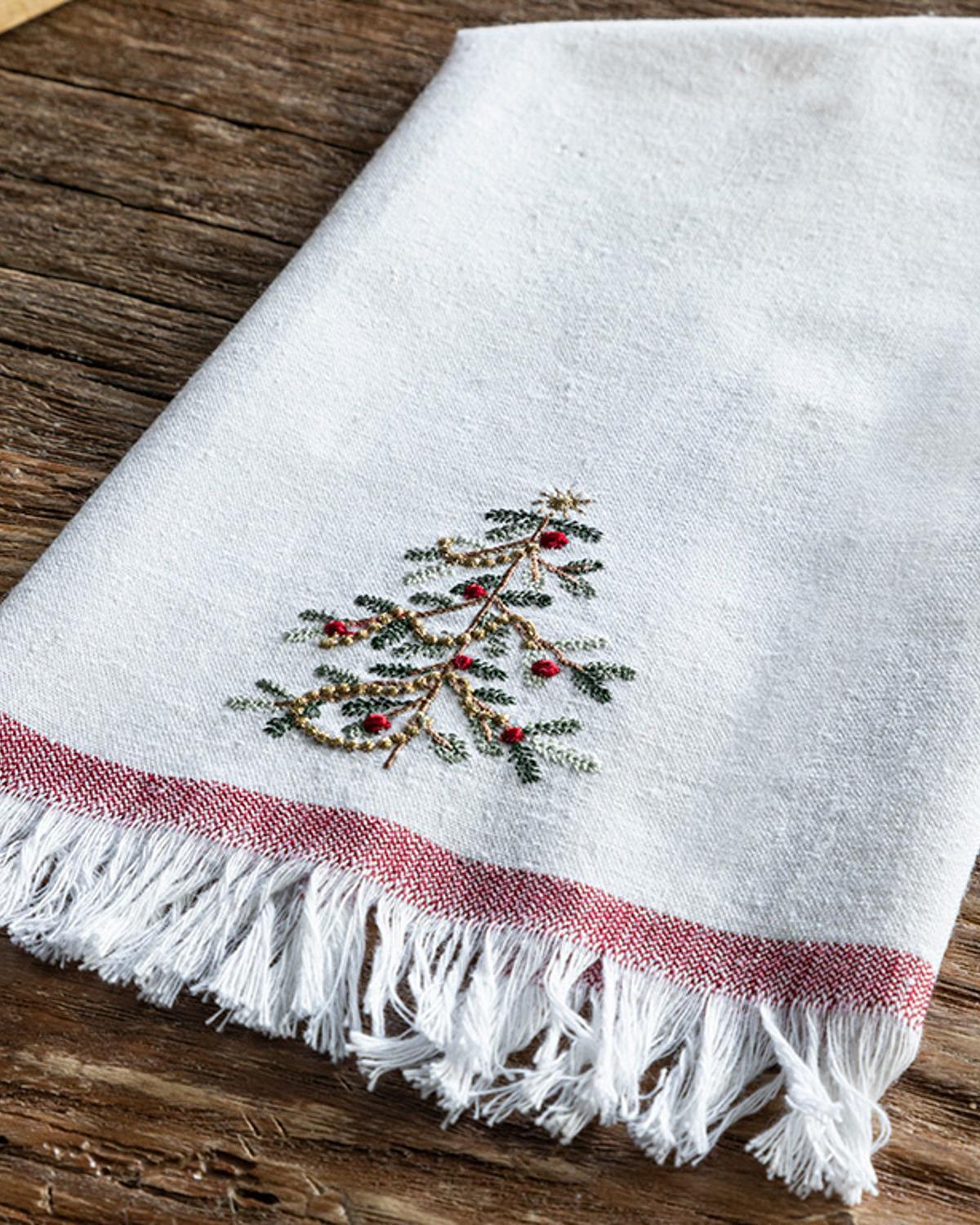 Milieu Cotton fringed Drying Cloth 30x50 cm Red