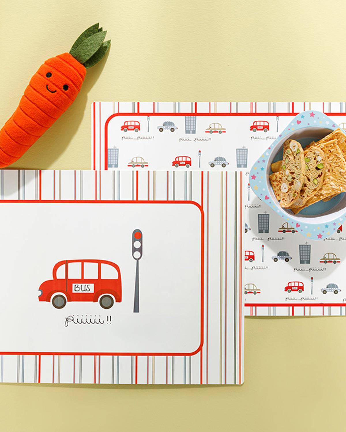 Mini Cars Polypropilen 4 Set Place Mat 42x29 cm Red-Navy Blue
