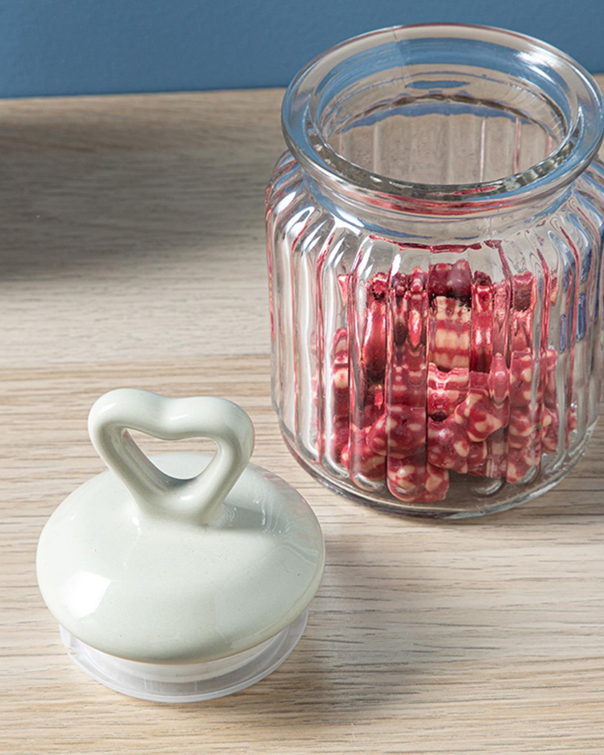 Mini Heart Glass Jar 260 ml Beige