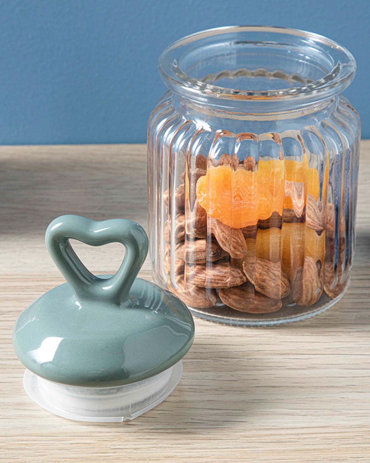 Mini Heart Glass Jar 260 ml Green