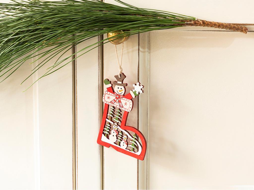Mini Snowmen Accessory With Hanger 7x8,7 cm Red