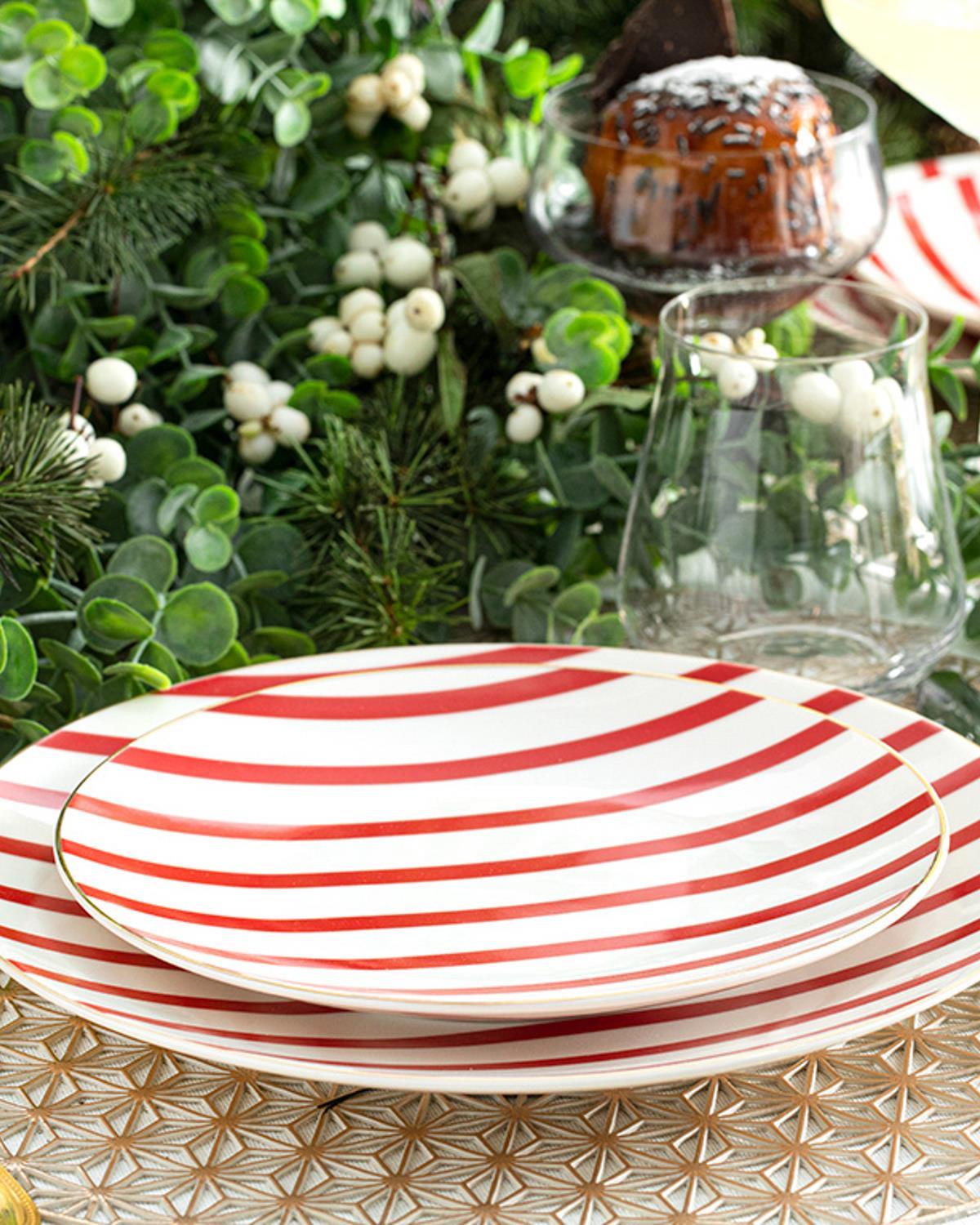 Modern Lines bone porcelain Service Plate 25 cm Red