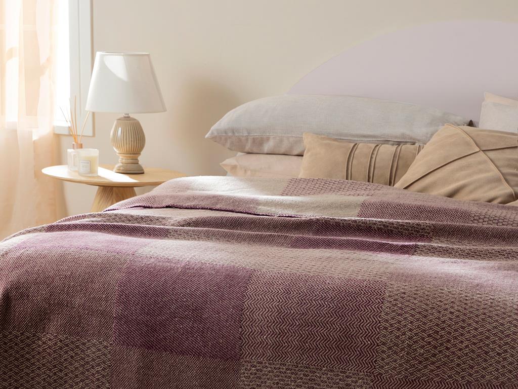 Modern Patch Bumbac Single Pătură 150*200 Cm Violet