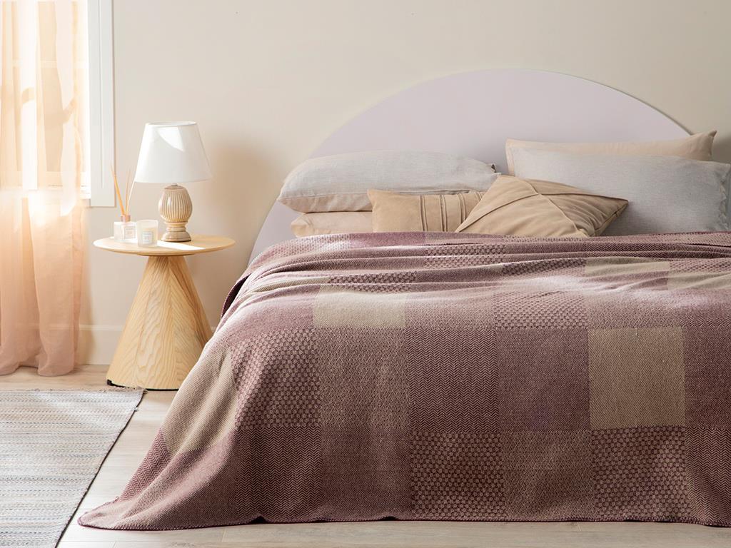 Modern Patch Bumbac Single Pătură 150*200 Cm Violet