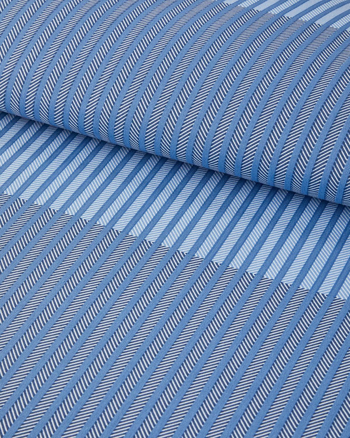 Modern Strip Ușor De Călcat Double Set Lenjerie De Pat 200x220 cm Albastru
