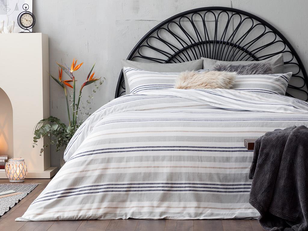 Modern Stripe Bumbac King Size Set Lenjerie De Pat 240*220 Cm Gri