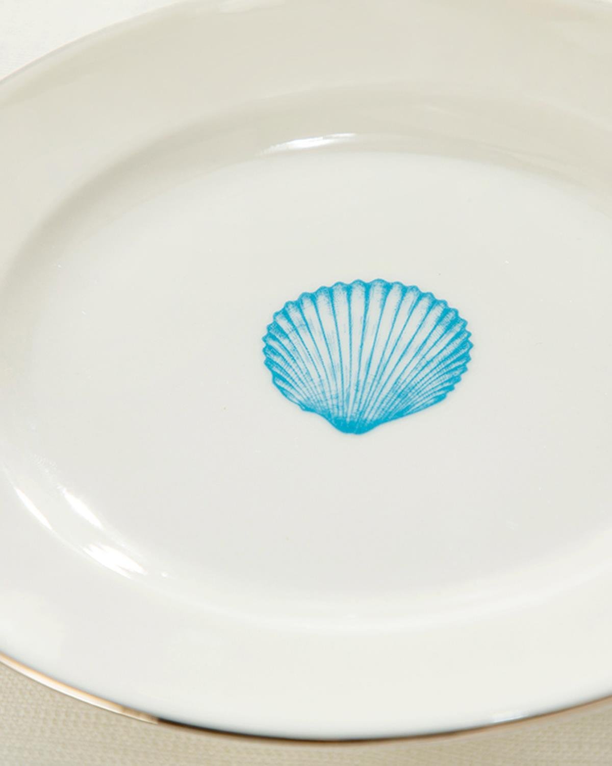 Mussel bone porcelain Dessert Plate 17 cm White-Blue