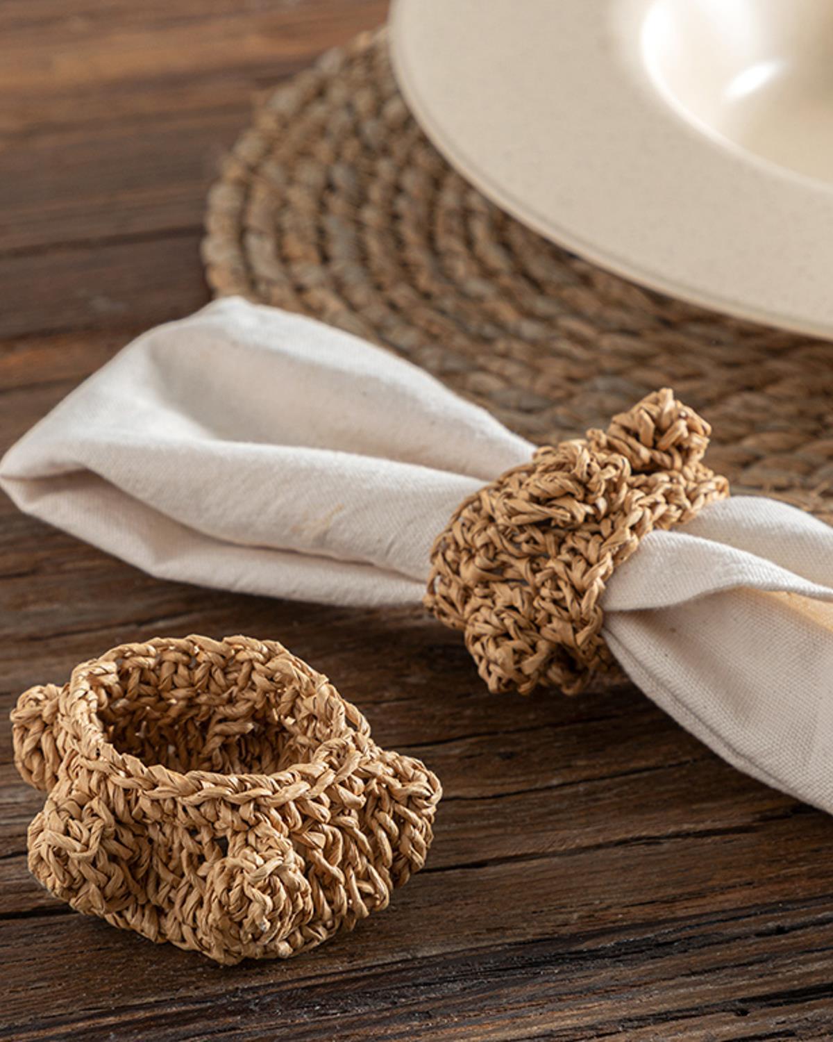 Nathalie Paper Rope 2 Set Napkin Ring 6 cm Natural