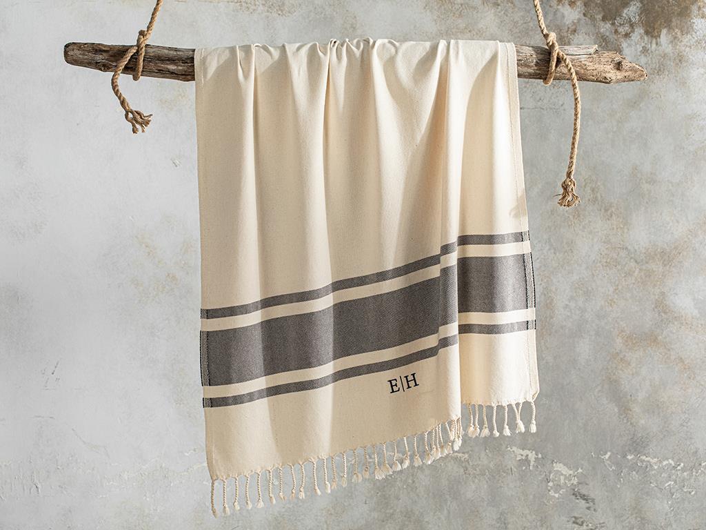 Natural Cottony embroidered Peshtemal 90x150 cm Dark Blue