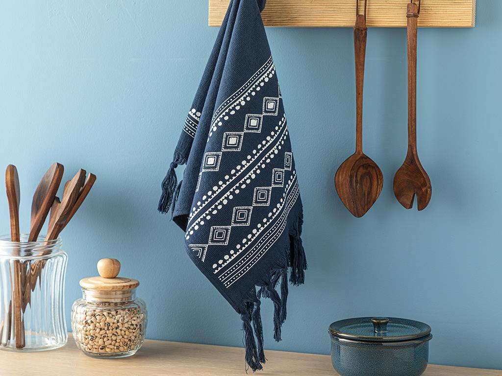 Navy Braid Cotton Drying Cloth 40x60 cm Dark Blue