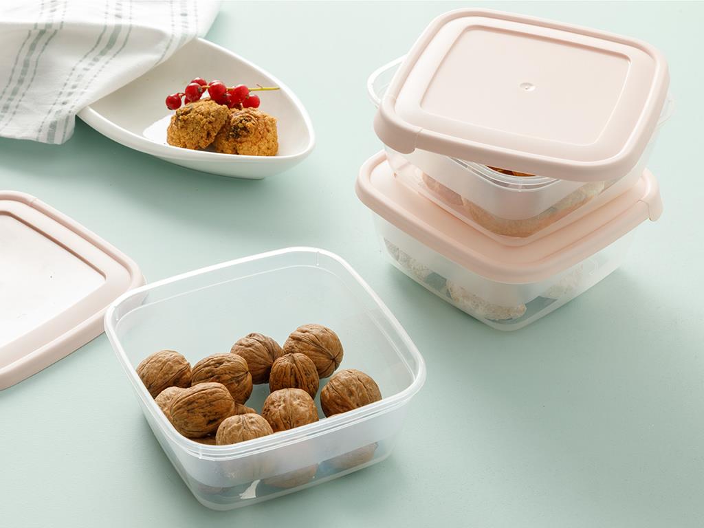 Navy Plastic 3 Set Set De Recipiente De Depozitar 900 ml Pudra