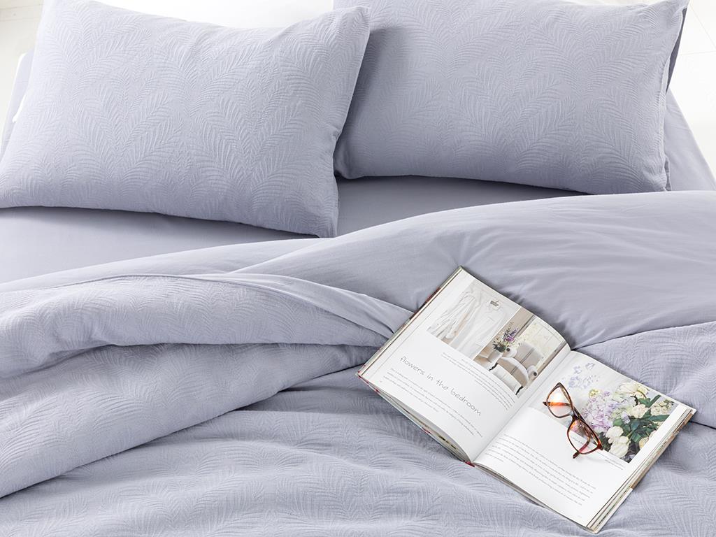 Nervure  Jacquard În Relief Dublu Set Lenjerie De Pat 200*220 Cm mov lanvandă