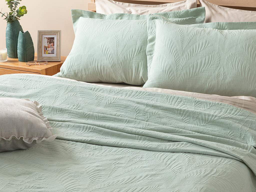 Nervure  Jacquard În Relief King Size Set Cuvertură De Pat 260*280 Cm verde mentă