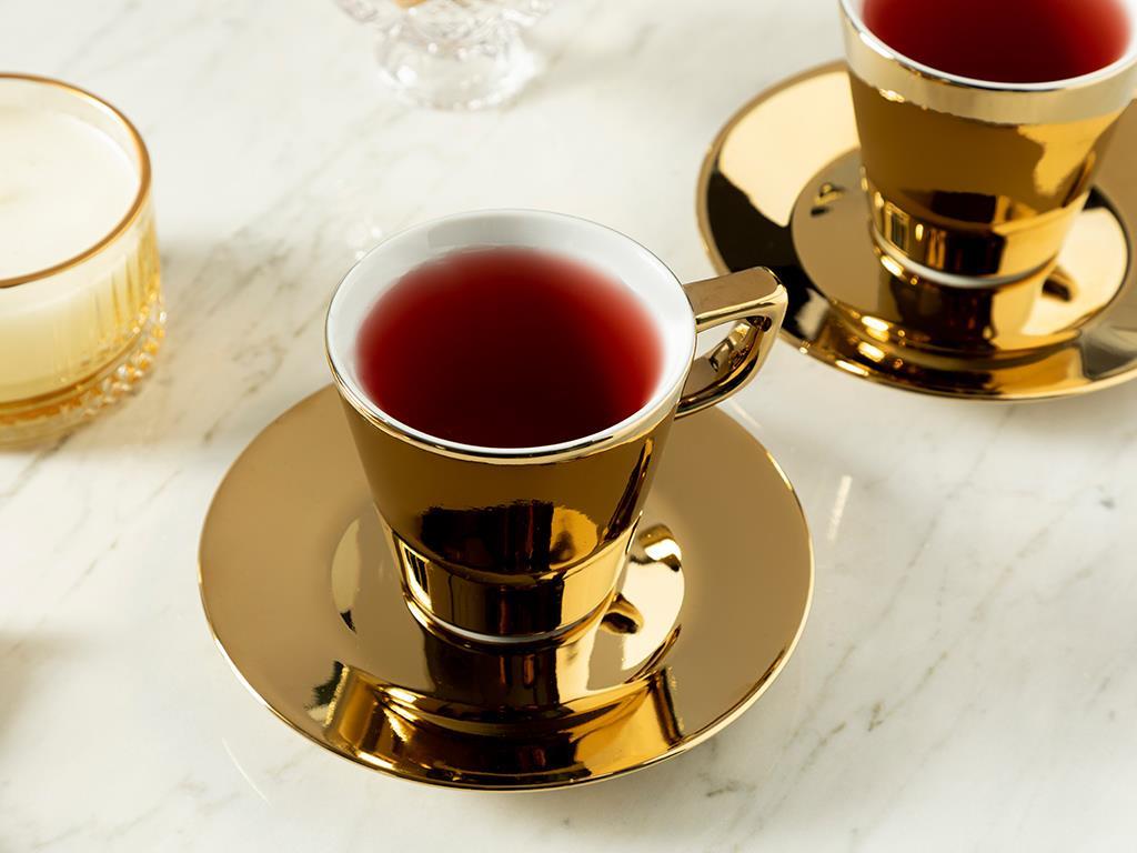 Onta Porcelain 4 Parça 2 Kişilik Tea Cup Set 180 ml Gold